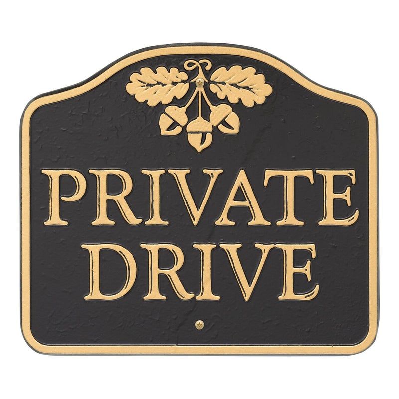 Whitehall 14141 "Cast Aluminum, Durable Wall or Lawn Mounting Private Drive with Acorn Design Sign, Black/Gold - Image 4